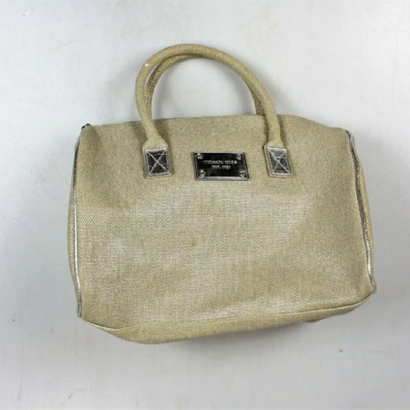 Michael Kors Handbags - Michael Kors, Tan/Silver Canvas bag!